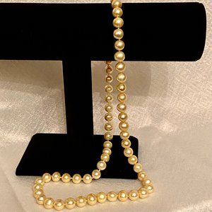 WW Cream-Colored Cultured Pearl Necklace w/14K Gold Clasp, 22"